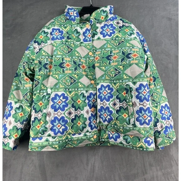 Free People Bunny Slopes Puffer Size Medium Geometric Womens Coat Jacket